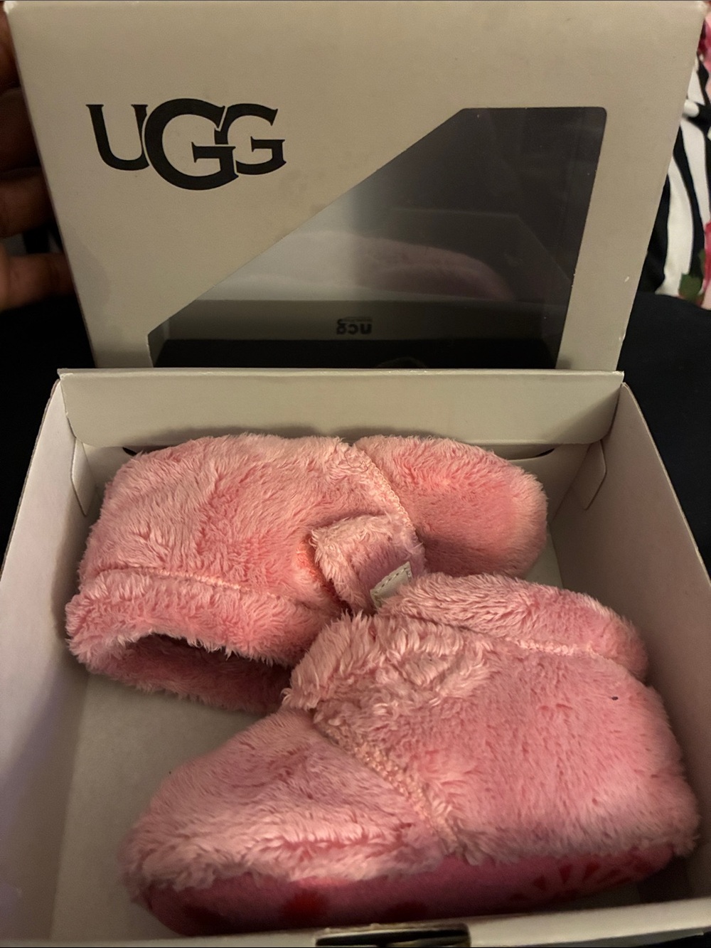 UGG Pink Plush Infant Booties